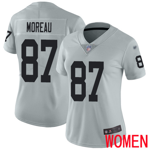 Oakland Raiders Limited Silver Women Foster Moreau Jersey NFL Football 87 Inverted Legend Jersey